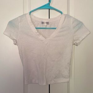 White v-neck baby tee